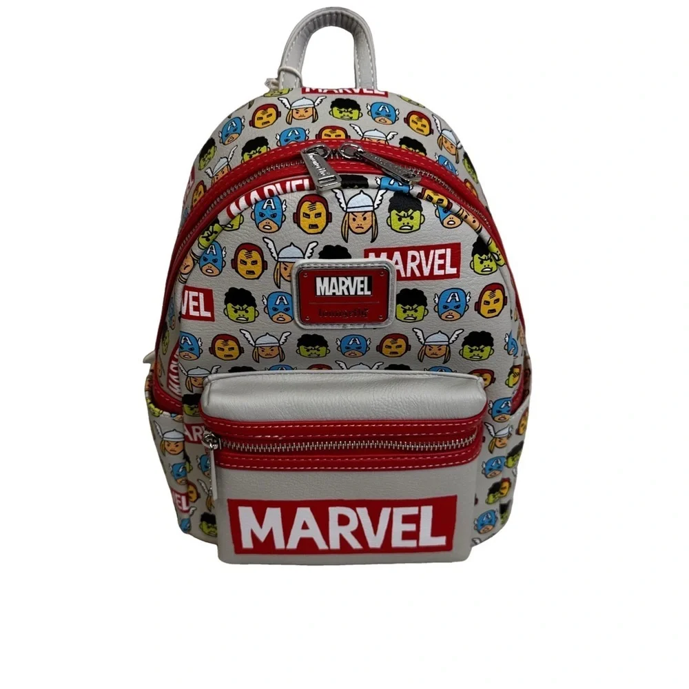 Loungefly Disney Parks Marvel Backpack 2024 Red and Gray Chibi Design Logo NWT - Picture 10 of 12